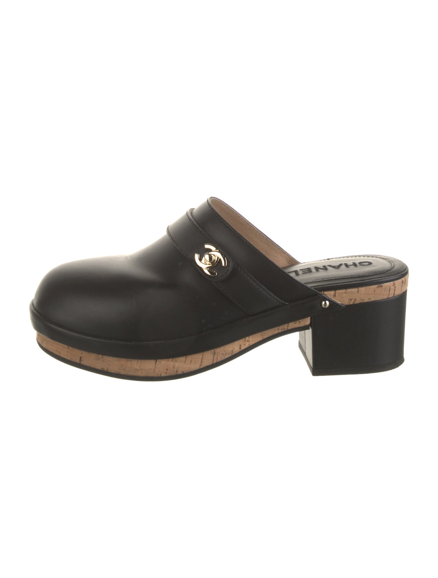 Chanel Interlocking CC Logo Leather Mules