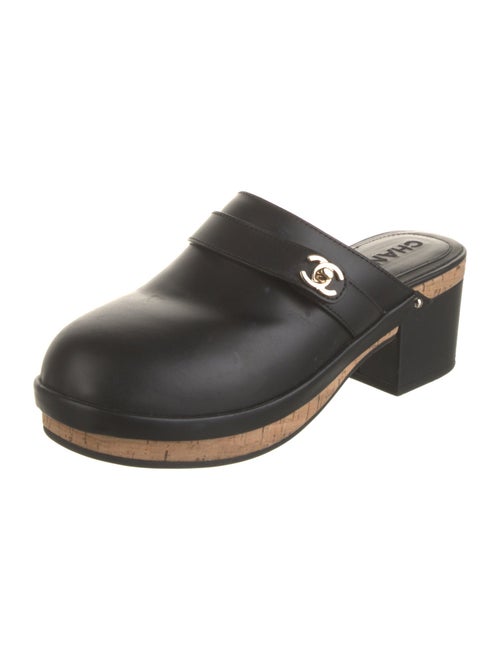 Chanel Interlocking CC Logo Leather Mules