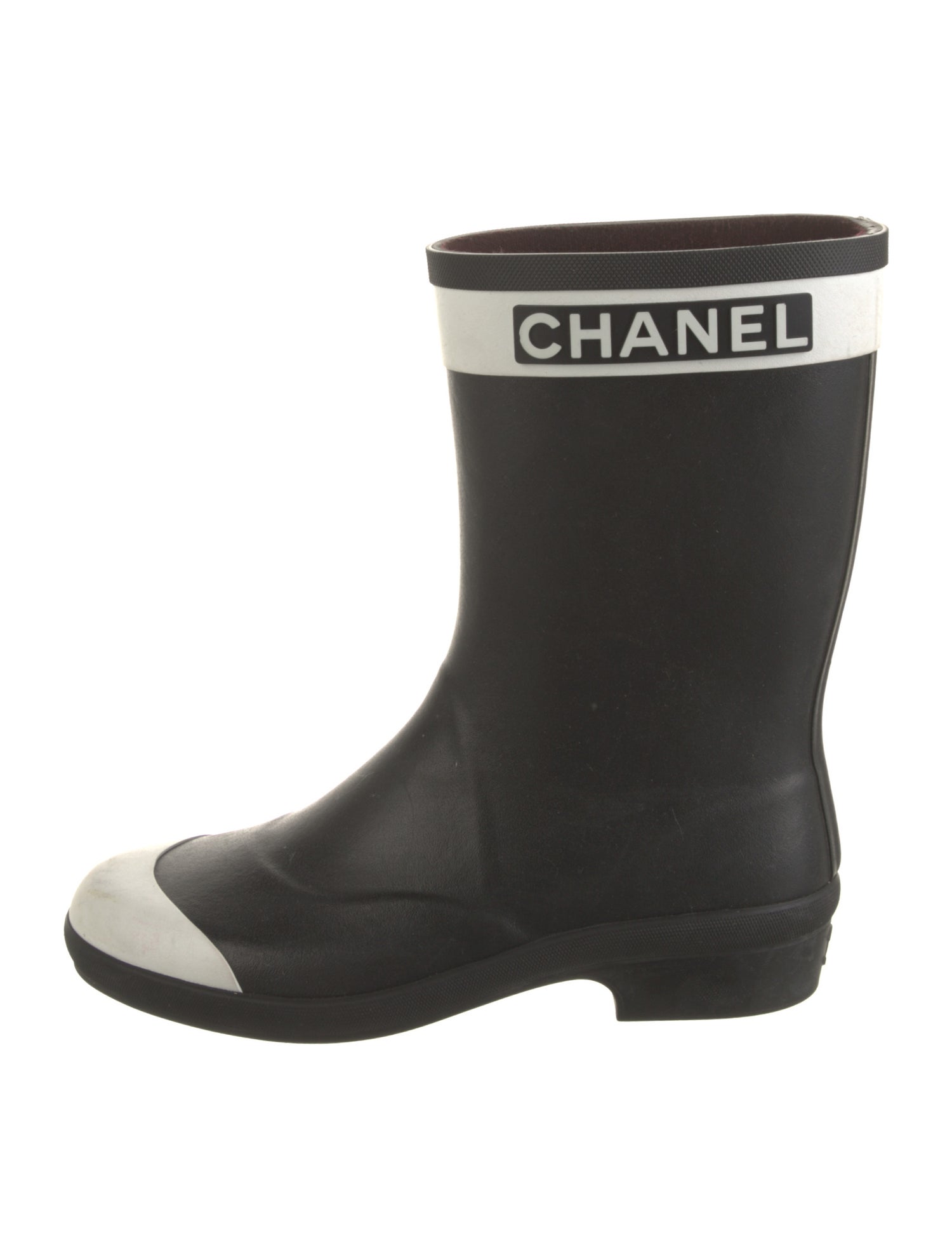 Chanel Interlocking CC Logo Rubber Rain Boots