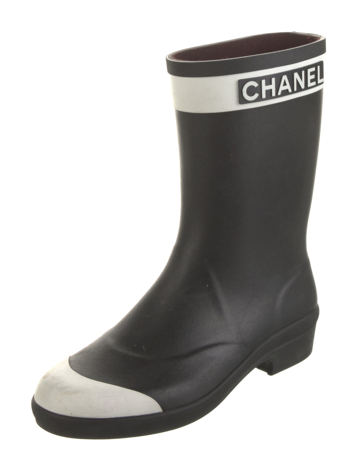 Chanel Interlocking CC Logo Rubber Rain Boots