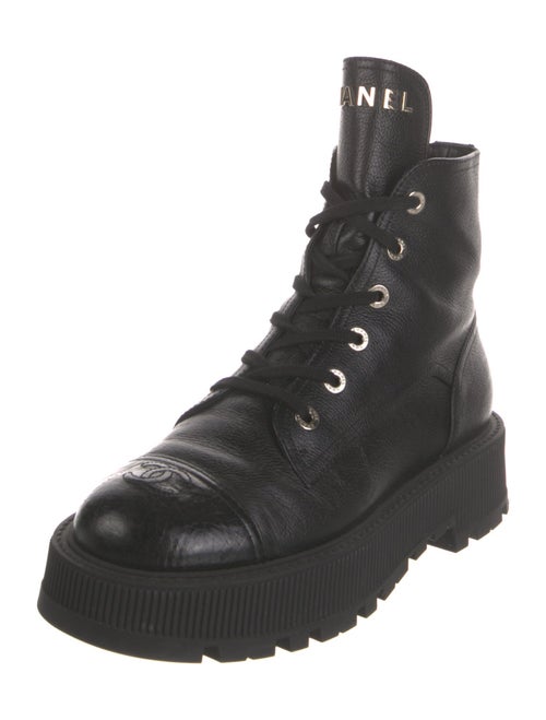 Chanel Interlocking CC Logo Leather Combat Boots