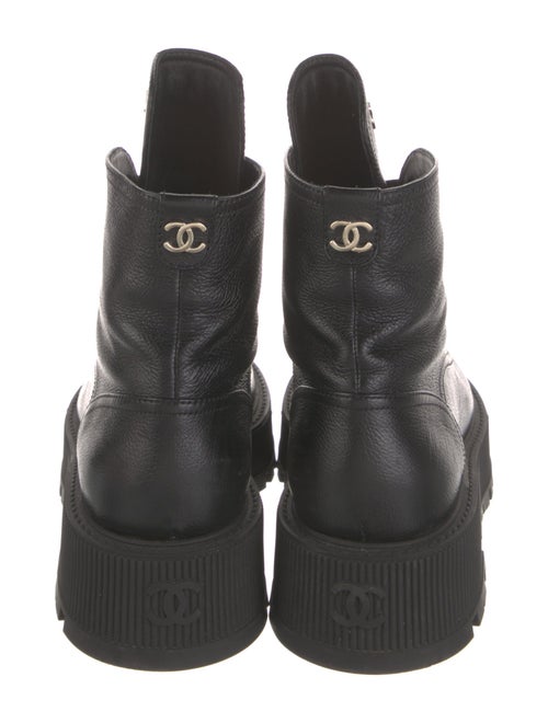 Chanel Interlocking CC Logo Leather Combat Boots