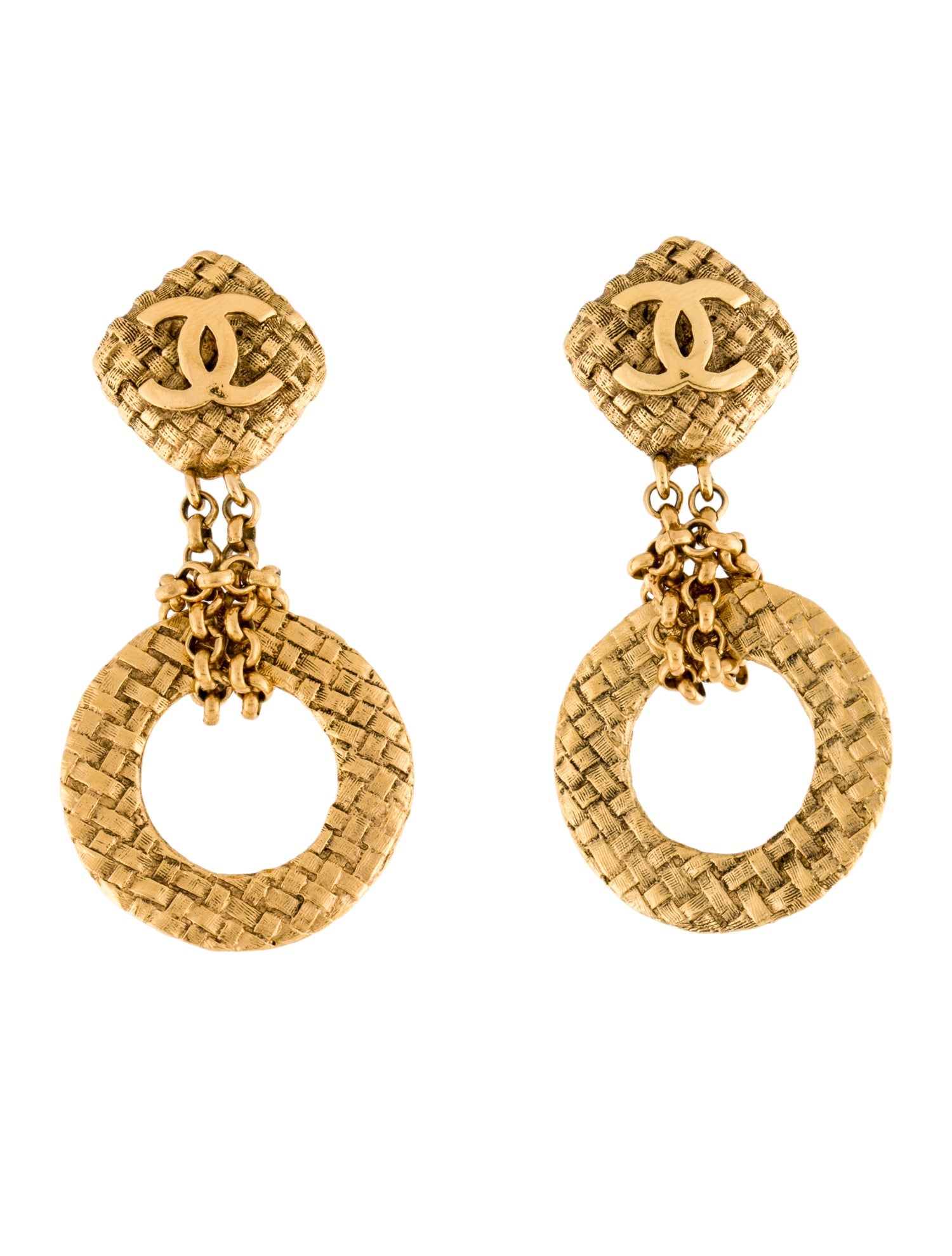 Chanel Vintage Textured CC Clip-On Earrings