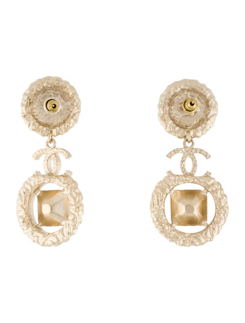 Chanel 2022 Strass & Faux Pearl Drop CC Earrings