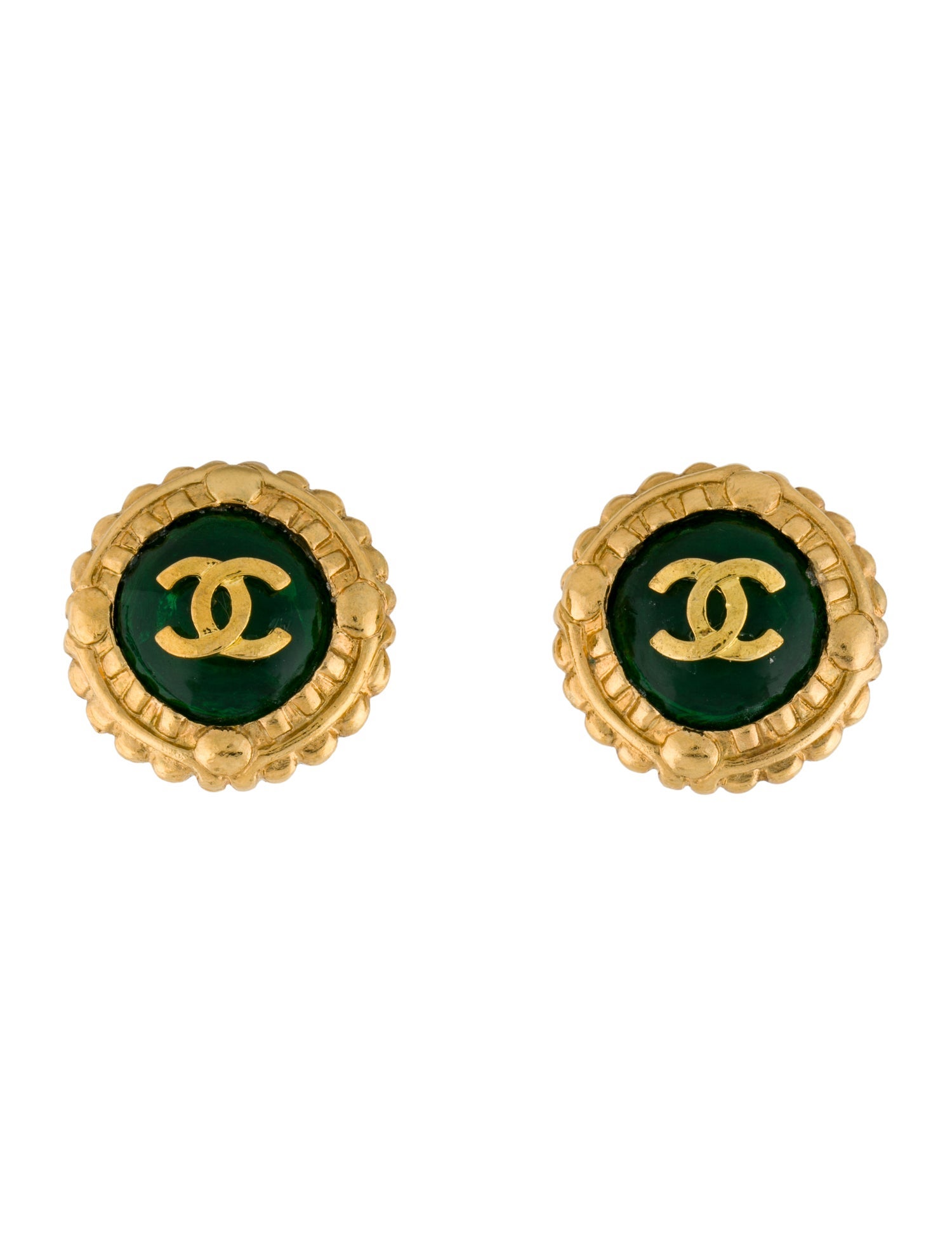 Chanel Vintage Gripoix CC Clip-On Earrings
