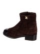 Chanel Interlocking CC Logo Suede Moto Boots