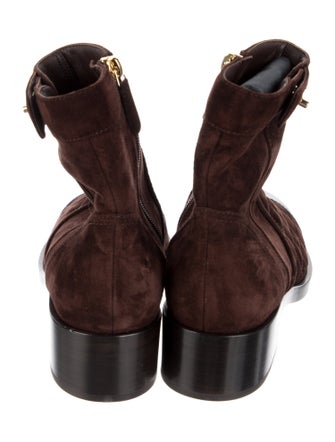 Chanel Interlocking CC Logo Suede Moto Boots