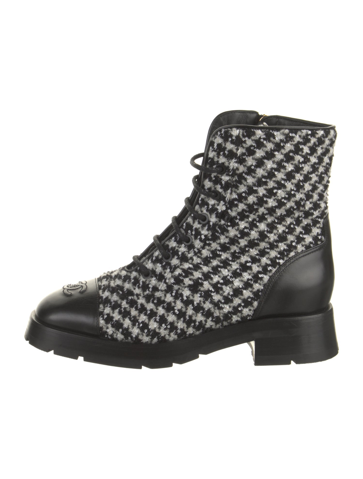 Chanel 2022 Interlocking CC Logo Combat Boots