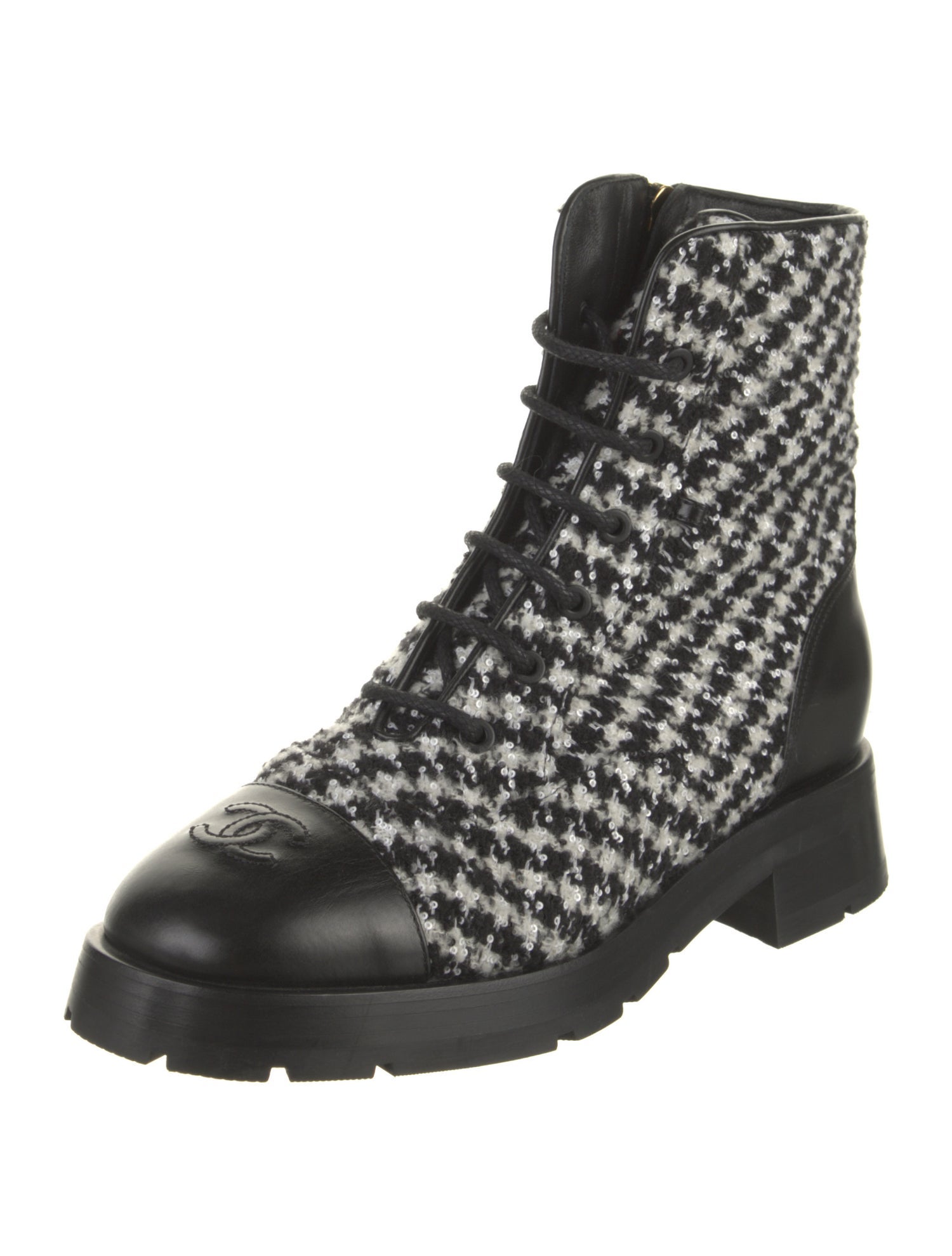 Chanel 2022 Interlocking CC Logo Combat Boots