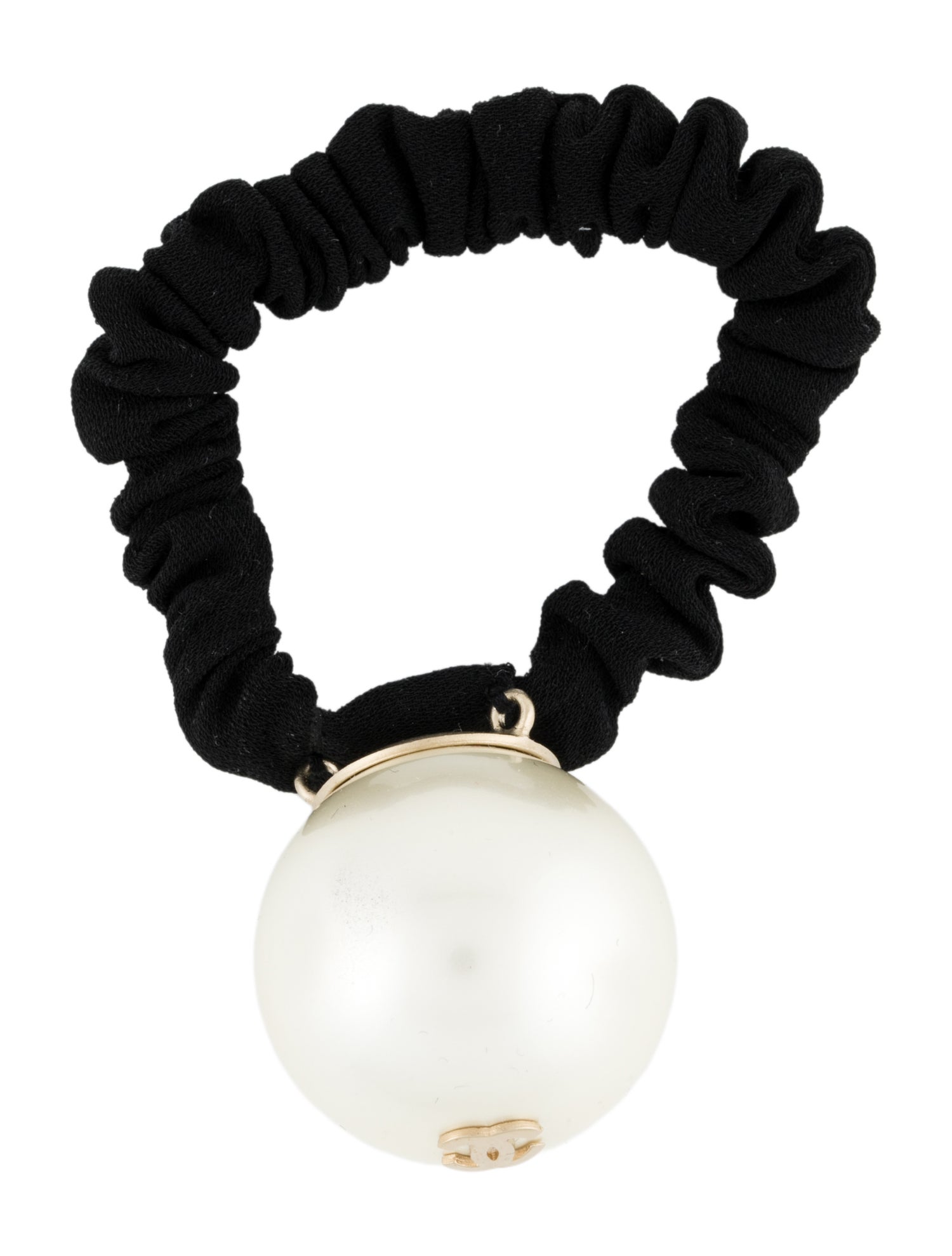 Chanel Faux Pearl CC Hair Scrunchie
