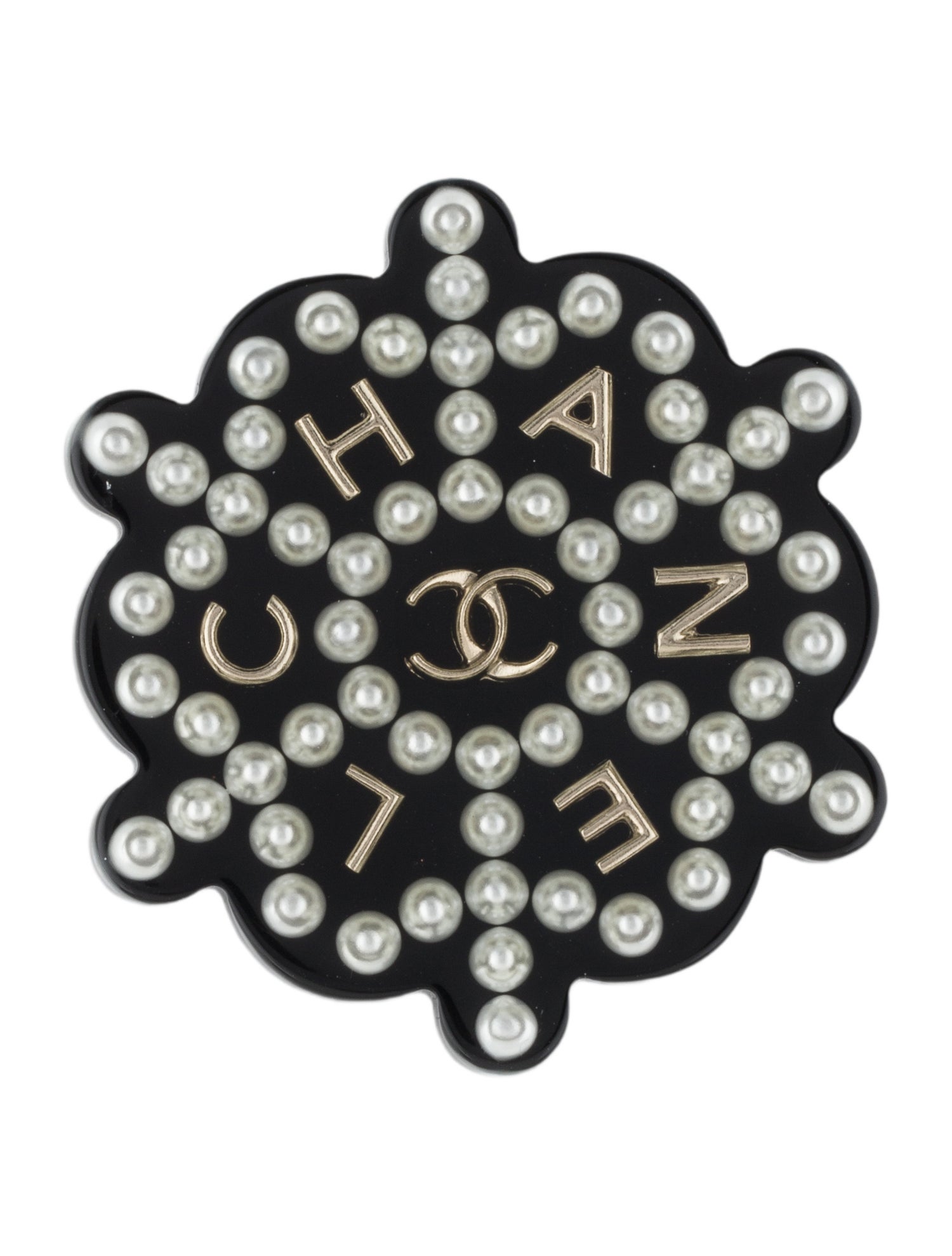 Chanel Coco Neige Faux Pearl CC Helm Brooch