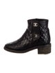 Chanel Interlocking CC Logo Leather Moto Boots