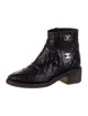 Chanel Interlocking CC Logo Leather Moto Boots