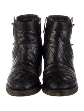 Chanel Interlocking CC Logo Leather Moto Boots