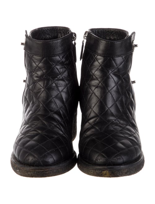 Chanel Interlocking CC Logo Leather Moto Boots