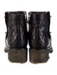 Chanel Interlocking CC Logo Leather Moto Boots