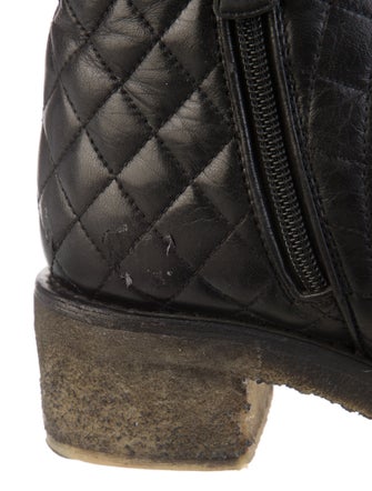 Chanel Interlocking CC Logo Leather Moto Boots