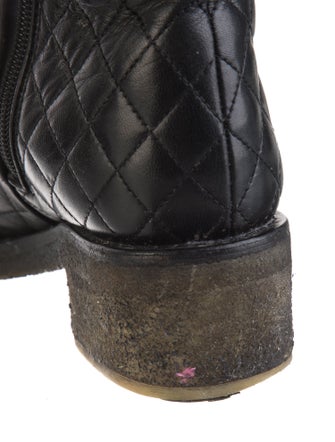 Chanel Interlocking CC Logo Leather Moto Boots