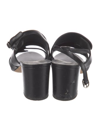 Chanel Interlocking CC Logo Leather Slingback Sandals