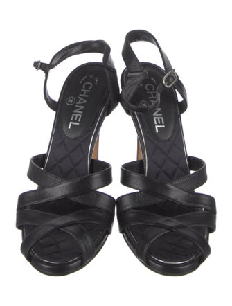 Chanel Interlocking CC Logo Leather Sandals