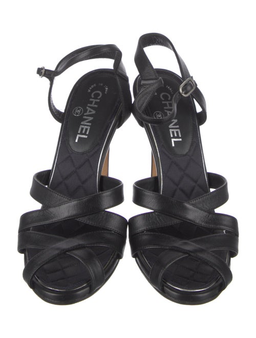Chanel Interlocking CC Logo Leather Sandals