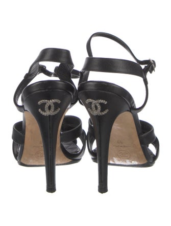 Chanel Interlocking CC Logo Leather Sandals