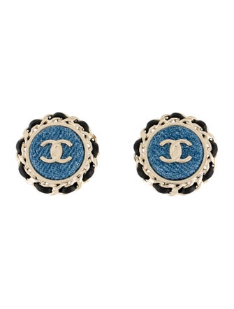 Chanel 2025 Leather & Denim CC Clip-On Earrings