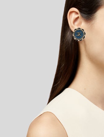 Chanel 2025 Leather & Denim CC Clip-On Earrings