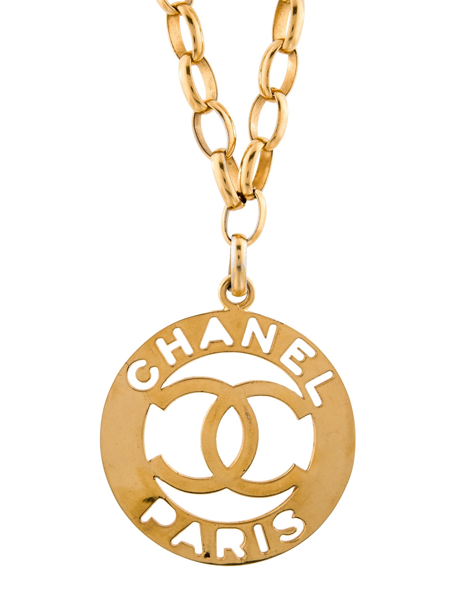 Chanel Vintage Cut-Out Logo XL Medallion Pendant Necklace