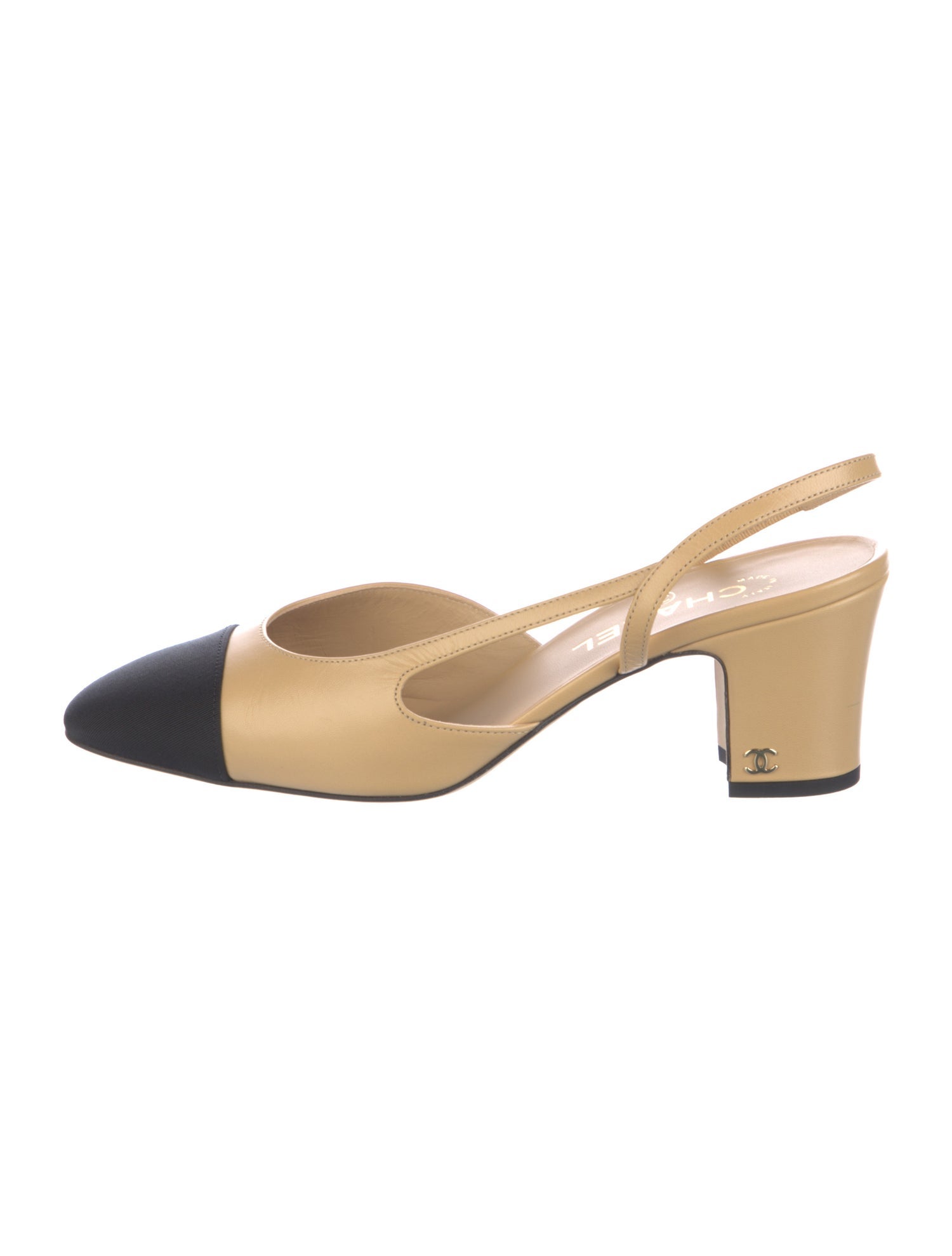 Chanel Interlocking CC Logo Calfskin Slingback Pumps