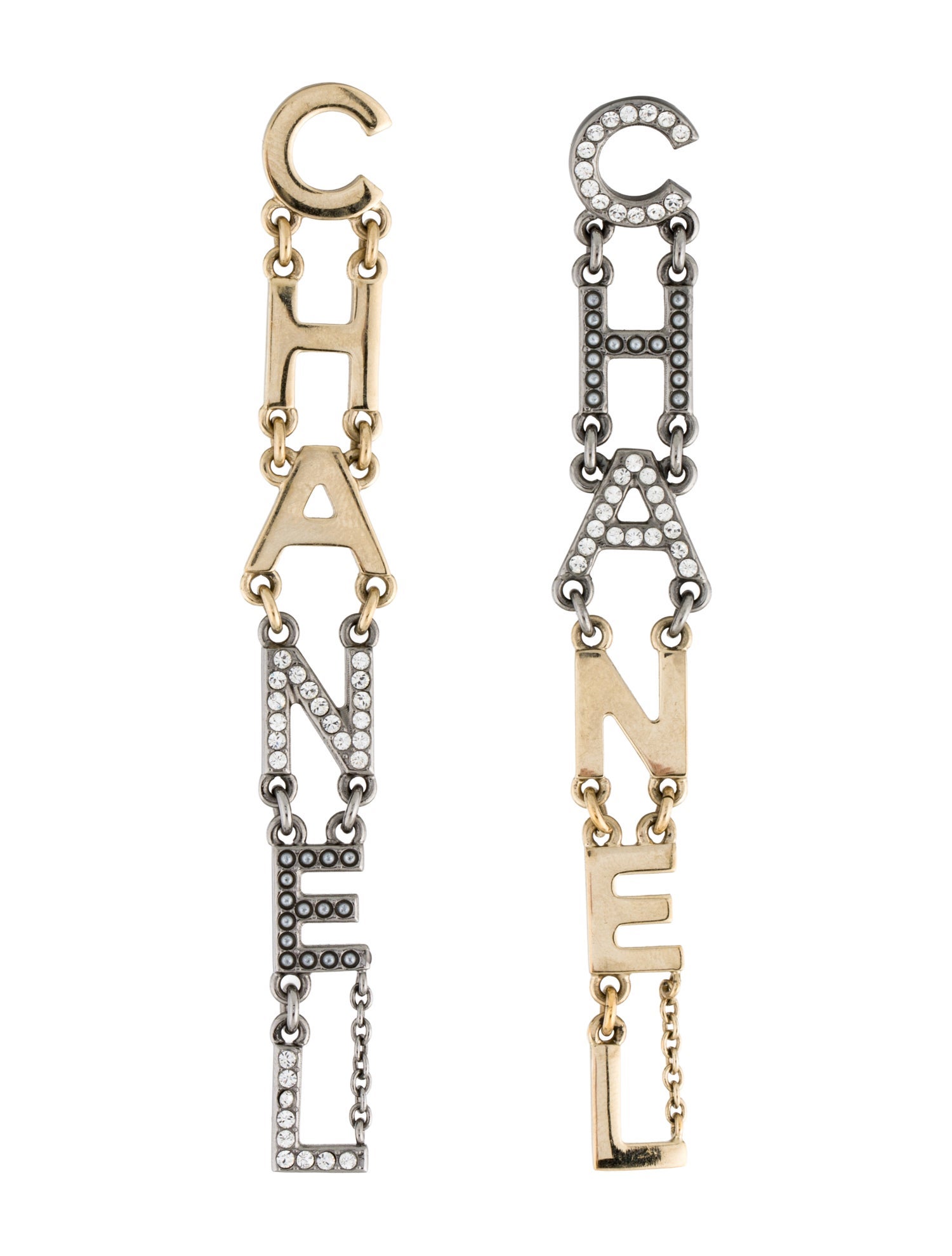 Chanel Faux Pearl & Strass 'CHANEL' Drop Earrings