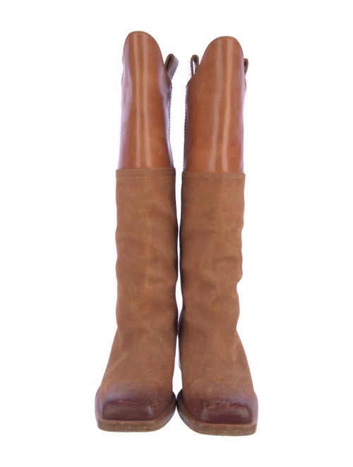 Chanel Interlocking CC Logo Suede Riding Boots