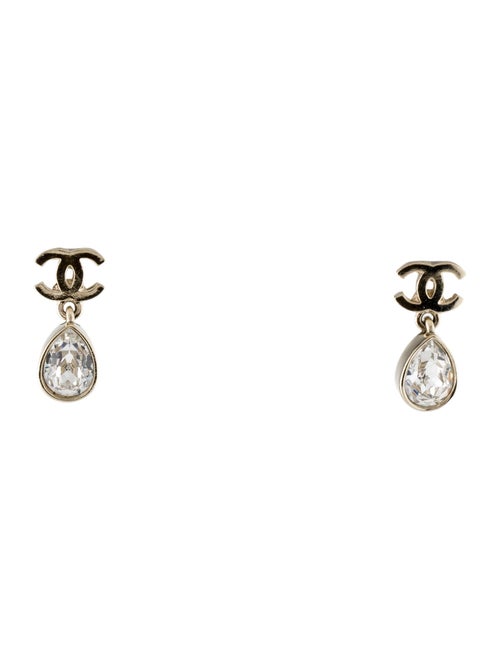 Chanel 2022 Strass CC Drop Earrings