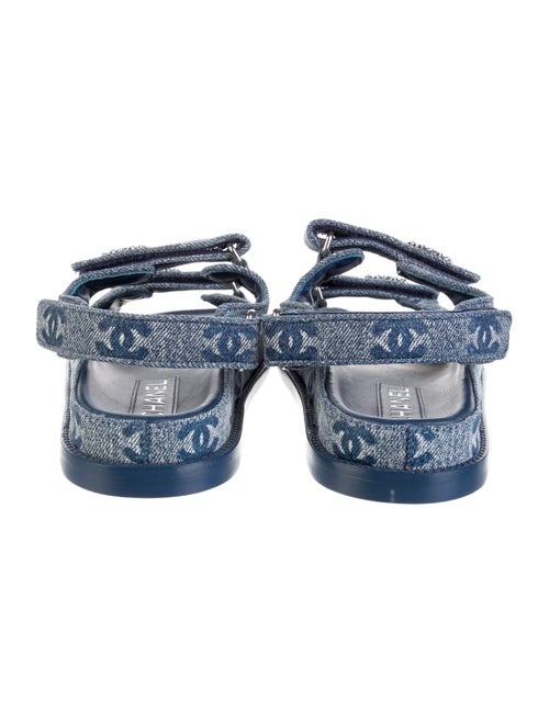 Chanel Interlocking CC Logo Denim Slingback Sandals