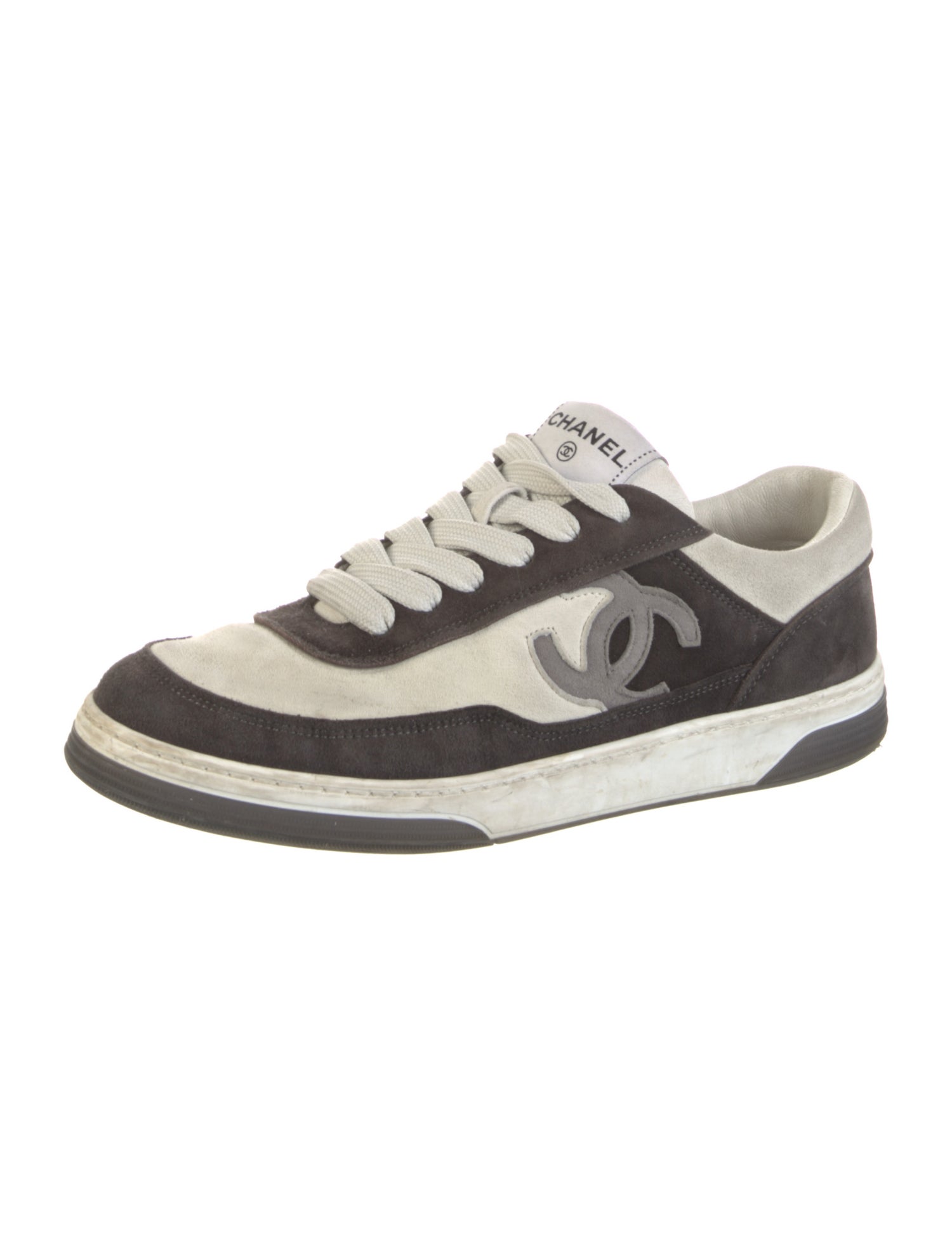 Chanel Interlocking CC Logo Suede Sneakers