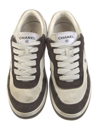 Chanel Interlocking CC Logo Suede Sneakers