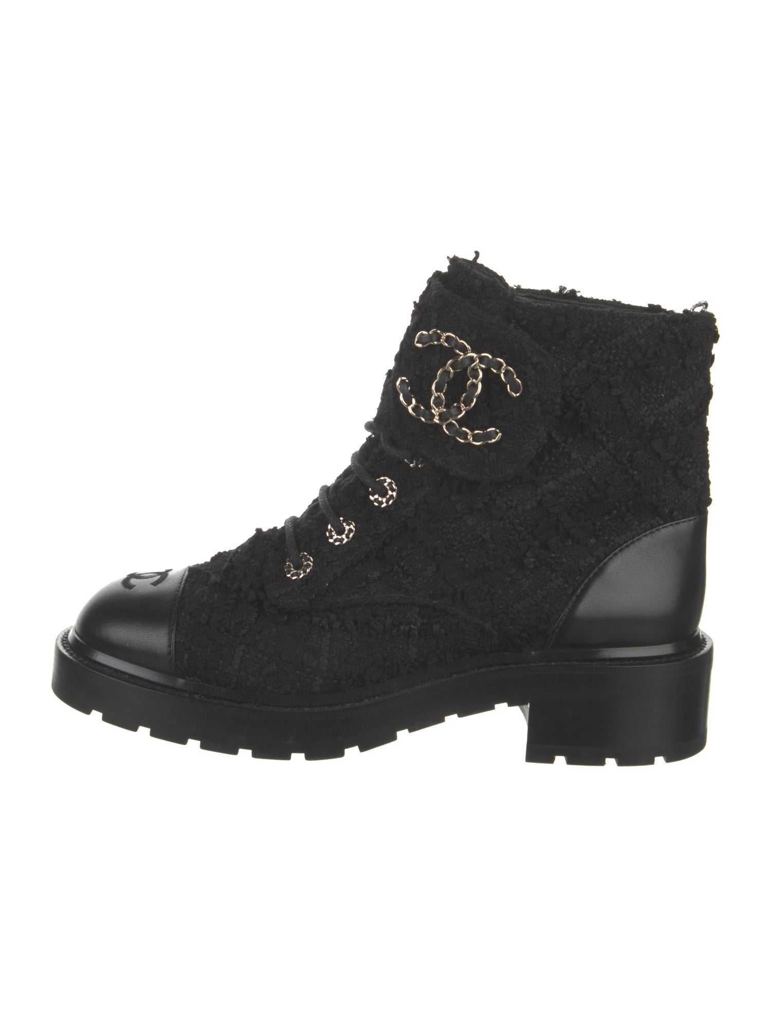 Chanel 2022 Interlocking CC Logo Combat Boots