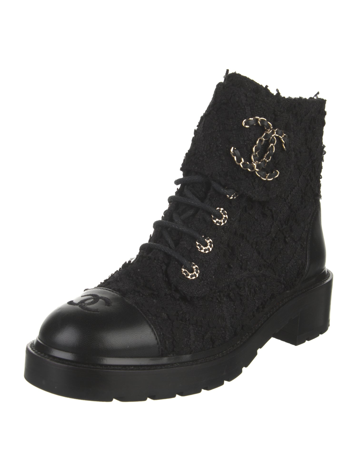 Chanel 2022 Interlocking CC Logo Combat Boots