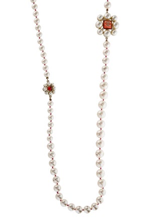 Chanel Faux Pearl, Resin & Strass Station Necklace
