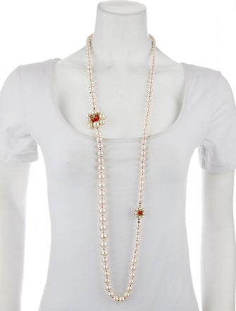 Chanel Faux Pearl, Resin & Strass Station Necklace