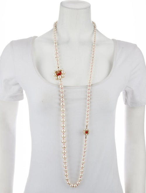 Chanel Faux Pearl, Resin & Strass Station Necklace