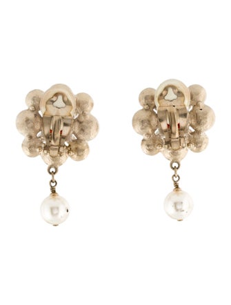 Chanel Faux Pearl, Resin & Strass CC Clip-On Earrings