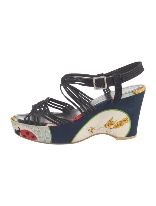 Chanel Interlocking CC Logo Canvas Slingback Sandals