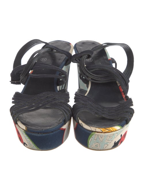 Chanel Interlocking CC Logo Canvas Slingback Sandals