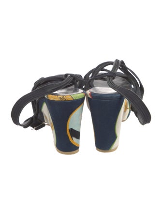 Chanel Interlocking CC Logo Canvas Slingback Sandals