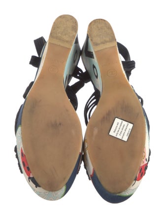 Chanel Interlocking CC Logo Canvas Slingback Sandals