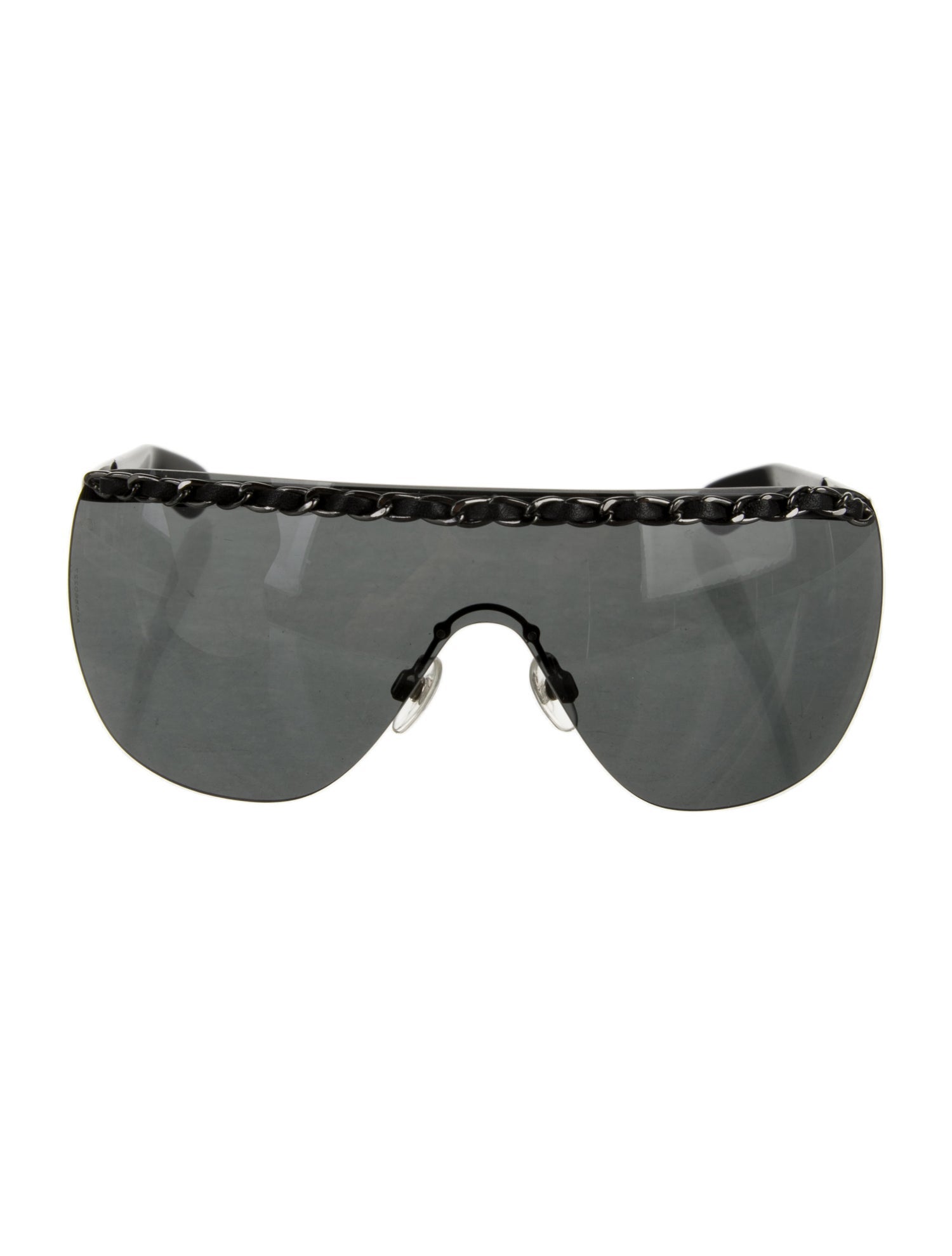 Chanel Chain-Link Accent Shield Sunglasses