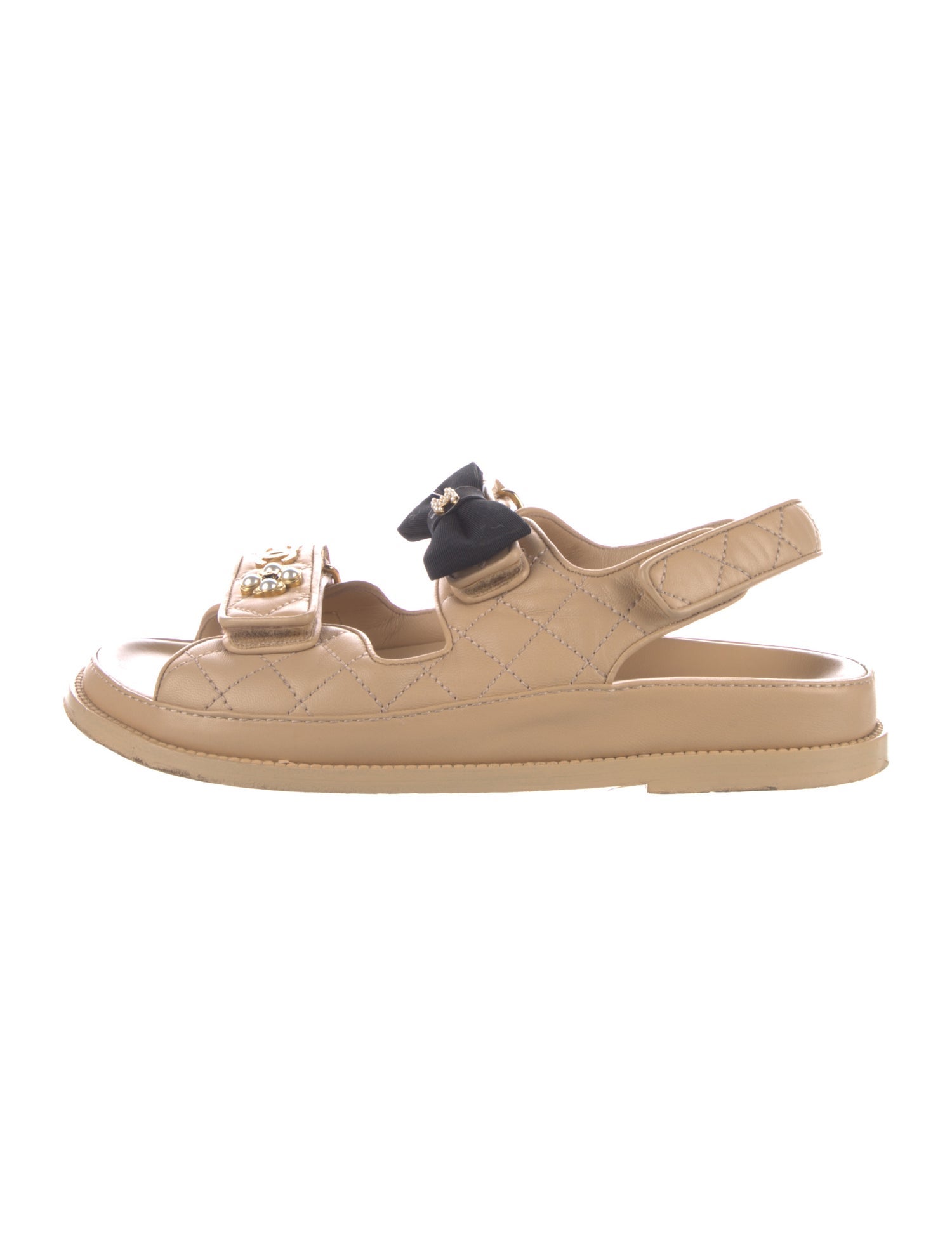 Chanel Interlocking CC Logo Leather Slingback Sandals