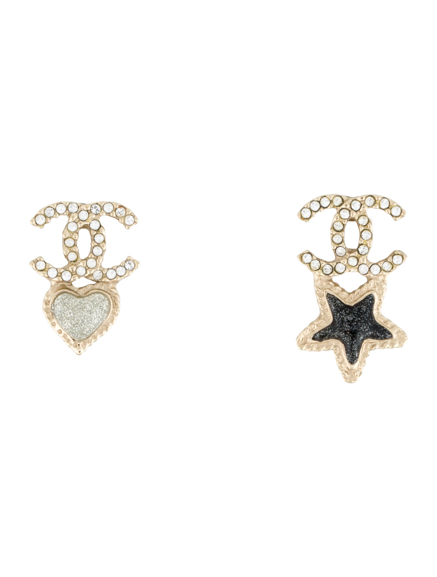 Chanel 2020 Resin Star & Heart CC Earrings