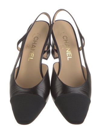 Chanel Interlocking CC Logo Goat Leather Slingback Pumps